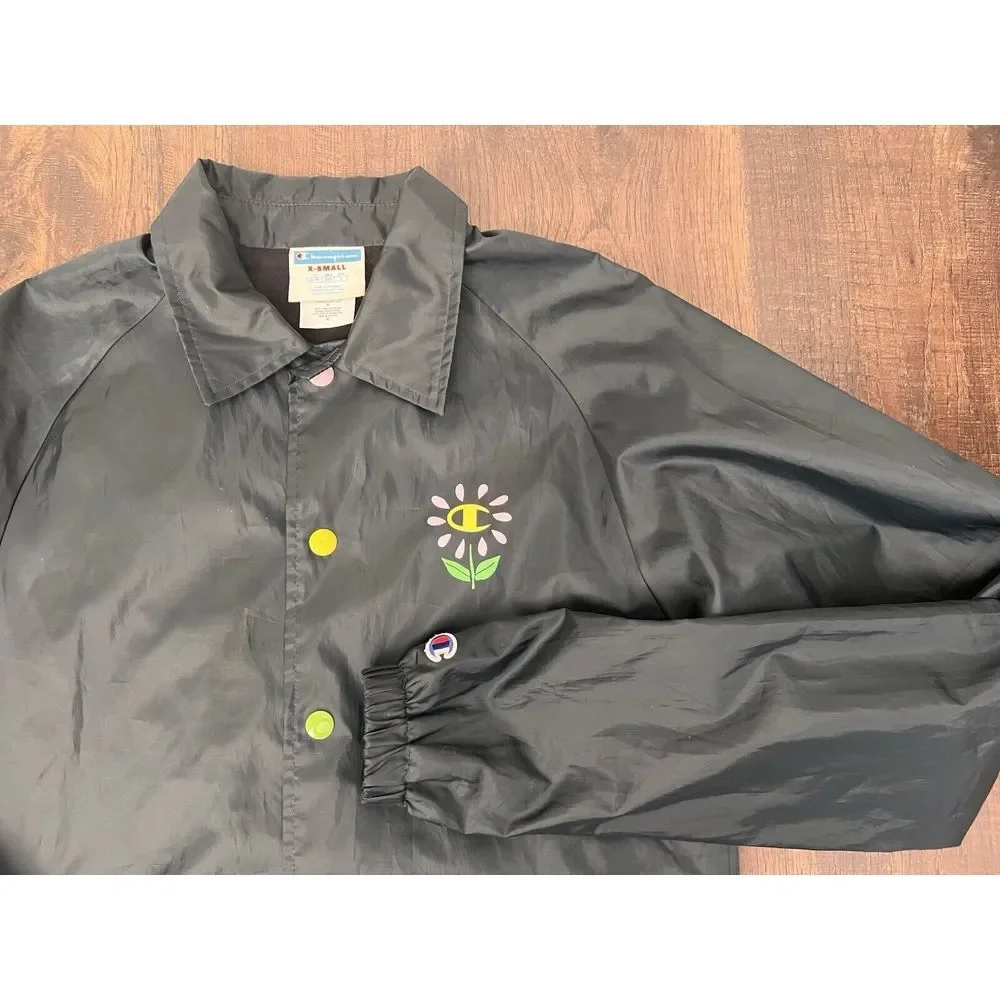 VTG Champion Jacket Womens Snap Button‎ 90s Windbreaker Flower XS Cottage Core